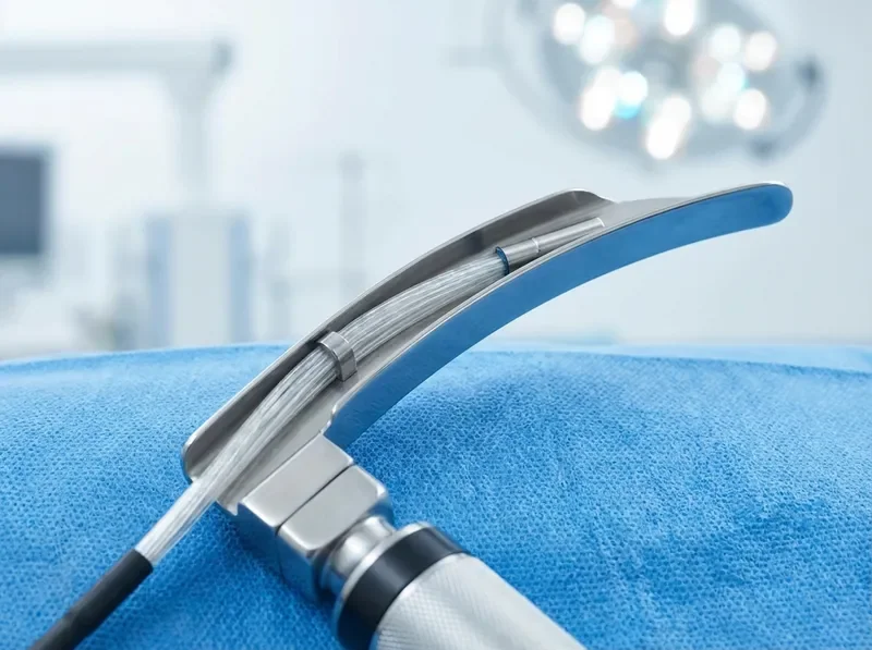 Close-up of laryngoscope precision engineering